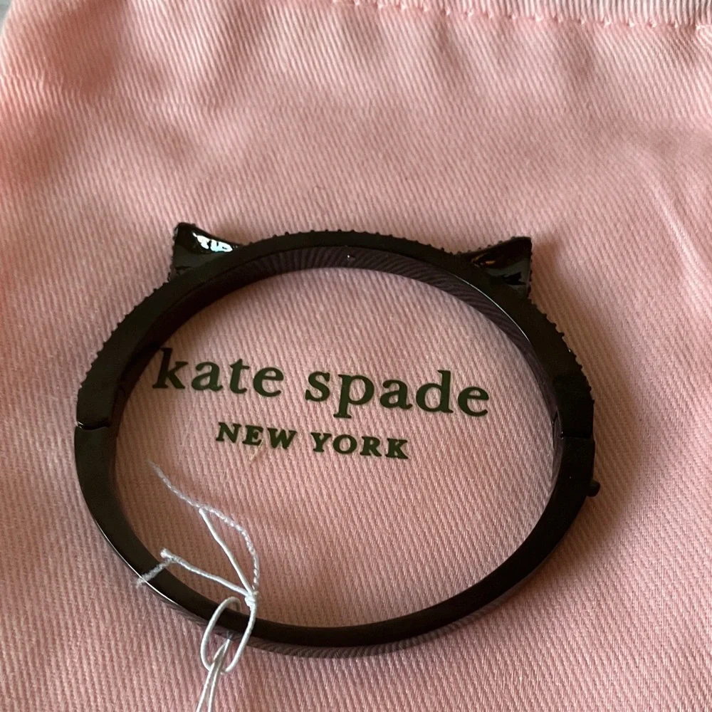 Kate Spade: Black Cat Ear “Jazz Things Up” Sparkle Bracelet- Clasp- Dust Bag - Picture 11 of 16